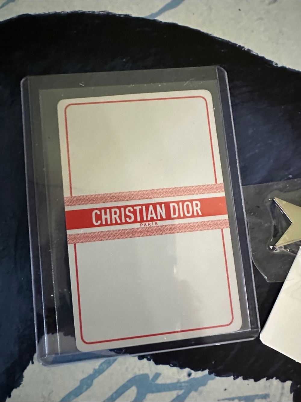 Dior Red Lip Charm Key & Card Holder with nine of spade card - Picture 3 of 9